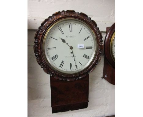 William IV  mahogany drop-dial wall clock, the painted dial with Roman numerals within a carved surround, signed Alfred Pegla