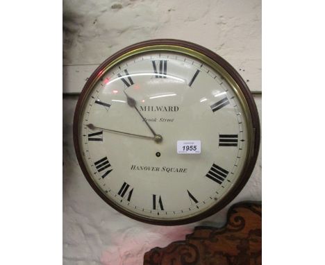 George III mahogany circular dial clock, the painted convex dial signed Milward, Brook Street, Hanover Square, with a single 