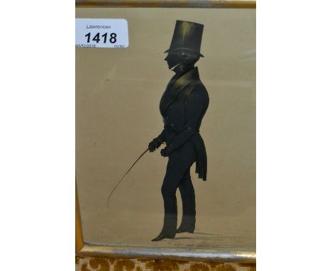 19th Century silhouette heightened in gilt, full length portrait of a gentleman together with a silhouette portrait of a girl