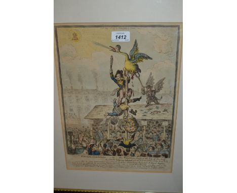 W. Humphry, black and white comical print, titled ' The Champion of the People ', 9ins x 13ins, together with another by the 