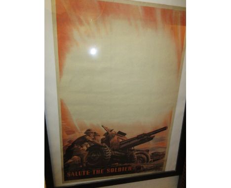 World War II poster, ' Salute the Soldier ' printed by J. Howitt &amp; Son, Nottingham, 28ins x 18ins, framed