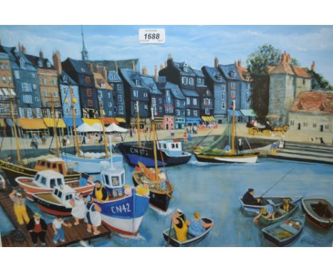 W.M. Loxton, signed Limited Edition coloured print, ' The Jetty Honfleur ' together with four other similar prints by the sam