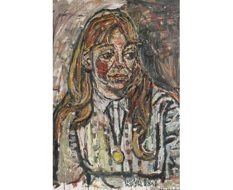 John Bratby, oil on canvas, head and shoulder portrait of Jean Bratby, signed, 36ins x 28ins, framed CONDITION REPORT Good co