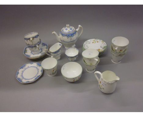 Royal Doulton Art Deco design tea service for two together with a Heathcote China Art Deco part teaset
