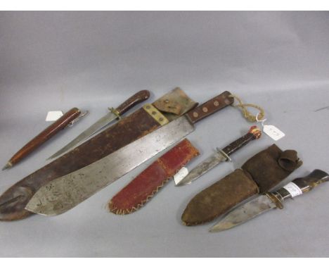 World War I military issue machete, the blade inscribed M. Hunter and Son, Sheffield, dated 1911 with original leather scabba