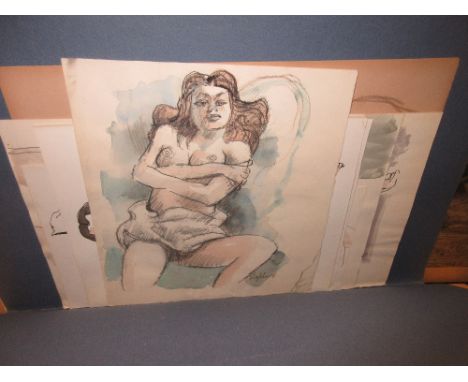 S. Horne Shepherd, ten unframed watercolour, ink and other drawings, female figure and portrait studies, all signed