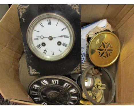 Five various old clock movements, three with pendulums