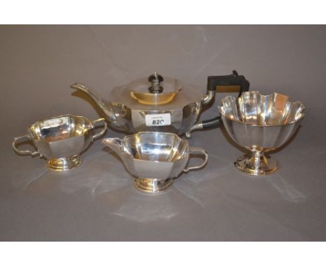 20th Century harlequin four piece London silver tea service