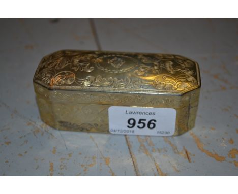 Antique Continental silver gilt snuff box of irregular octagonal design