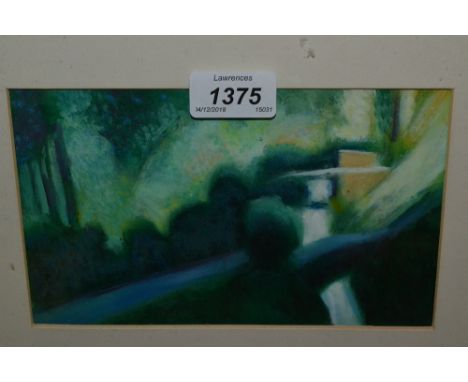 John Langton, oil on board, ' English Garden Sketch', signed in pencil, 4.75ins x 7.5ins, in a painted frame CONDITION REPORT