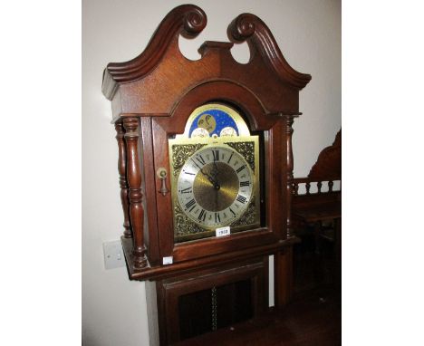 Reproduction mahogany three train longcase clock