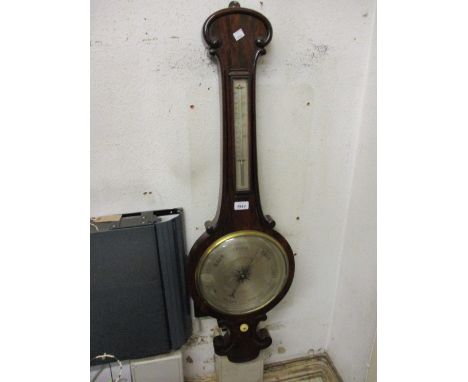 Large 19th Century rosewood cased wheel barometer, with silvered dial and scales, signed Negretti and Zambra, London