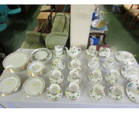 COLCLOUGH TEAWARE DECORATED WITH IVY LEAVES, BERKSHIRE BONE CHINA PLATES AND BOWLS WITH FOLIATE BORDER, ROYAL WORCESTER LAVIN
