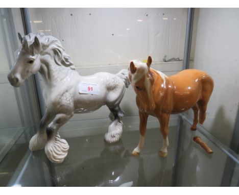 TWO BESWICK CERAMIC HORSES (AF)