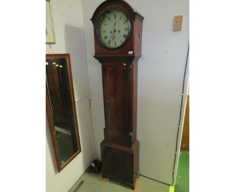 FB ADAMS OF LONDON EIGHT DAY MAHOGANY LONGCASE CLOCK, WITH KEYS, PENDULUM AND TWO WEIGHTS