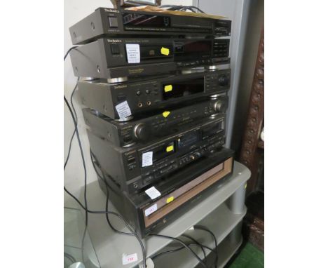 TECHNICS HI-FI SEPARATES INCLUDING AMPLIFIER, CASSETTE DECK, CD DECK, DIGITAL SOUND PROCESSOR TOGETHER WITH BOX OF ASSORTED A