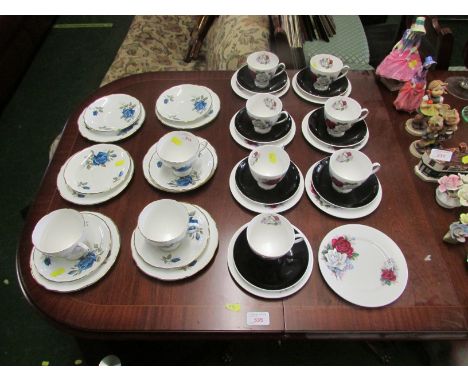 GLADSTONE CHINA TEACUPS, SAUCERS AND SIDE PLATES TOGETHER WITH QUEEN ANNE CHINA, TEACUPS, SAUCERS AND SIDE PLATES ALL WITH FL