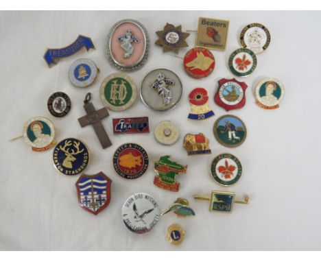 SMALL QUANTITY OF ASSORTED ENAMEL BADGES, INCLUDING EXONIAN ANGLERS ASSOC.