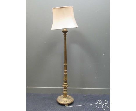 An early 20th century gilt painted Neo-classical standard lamp, 188cm high including shade