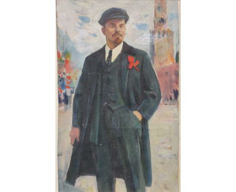 Vladimir Simashkevic, portrait study of Lenin, oil on paper, 40 x 26.5cm