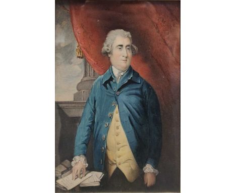 A collection of six prints; including, After Sir Joshua Reynolds, portrait of Charles James Fox (1749-1806), overpainted prin