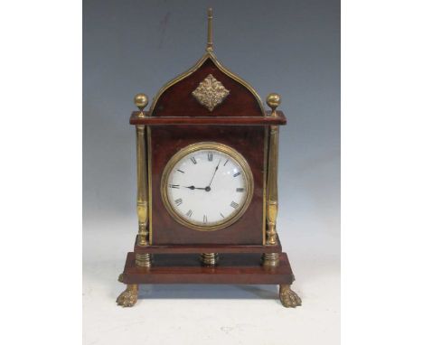 A 19th century brass mounted mahogany mantle clock, 37 x 24 x 10cm
