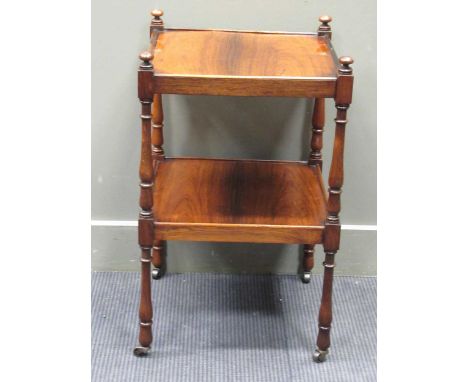 A 19th century rosewood two-tier whatnot, 73 x 45 x 45cmlight scratching to the top from useGeneral knocks especially to the 