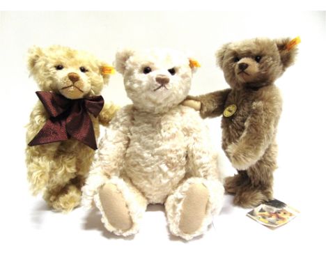 THREE STEIFF COLLECTOR'S TEDDY BEARS  the largest 38.5cm high, all unboxed.  