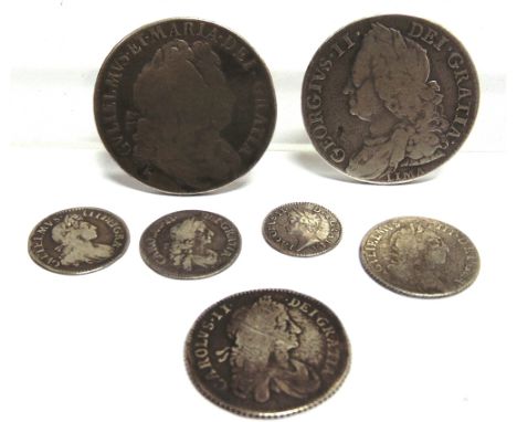 GREAT BRITAIN - ASSORTED SILVER  comprising a Charles II shilling, 1663; Charles II threepence, 1683; James II twopence, 1688