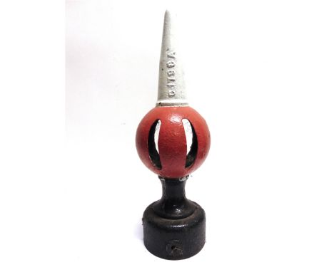 A GREAT WESTERN RAILWAY CAST IRON SIGNAL POST FINIAL  marked 'G179CA', 56cm high.  