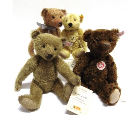 FOUR STEIFF COLLECTOR'S TEDDY BEARS  the largest 29cm high, all unboxed.  