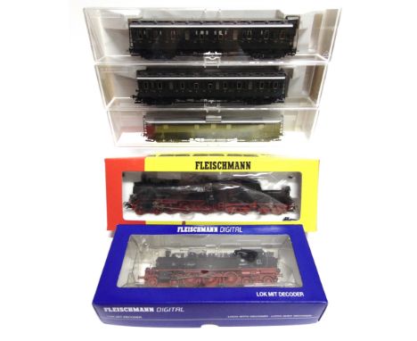 [HO GAUGE]. A GERMAN RAILWAY COLLECTION  comprising a Fleischmann No.4166, German Railways 4-6-0 tender locomotive, 38 2208, 