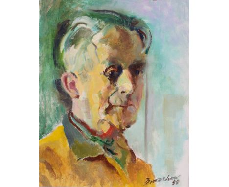 PERCY DRAKE BROOKSHAW (BRITISH, 1907-1993)  Portrait of a Man, believed to be the artist,  oil on canvas laid to board, signe