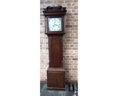 A VICTORIAN LONGCASE CLOCK  the painted enamel dial with Roman numerals and seconds dial and signed 'Seliningham, Stradbrook'