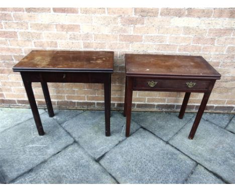 A GEORGE III MAHOGANY CARD TABLE  with drawer to frieze, on square chamfered supports, 76cm wide 37cm deep 75cm high; togethe