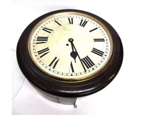 A MAHOGANY CASED FUSEE WALL CLOCK  the 14' enamel dial with Roman numerals, 47cm diameter overall