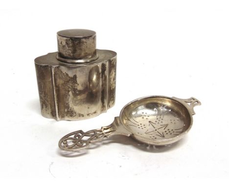 A LATE VICTORIAN SILVER TEA CADDY by Deakin and Deakin, Sheffield 1895, the oval shaped body with pull off cover, 8cm high, 8
