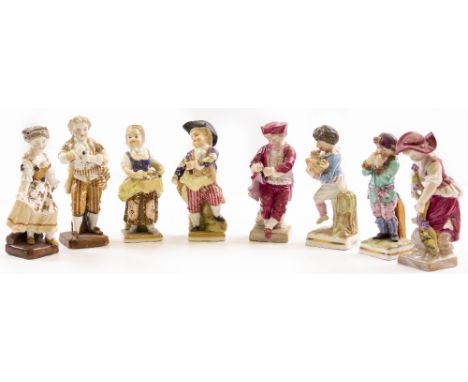 EIGHT LATE 19TH CENTURY SITZENDORF AND OTHER PORCELAIN FIGURINES all approximately 10cm high