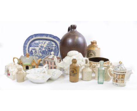 MISCELLANEOUS POTTERY AND PORCELAIN  to include a late 18th / early 19th century Belcher &amp; Co Faringdon stoneware flagon,