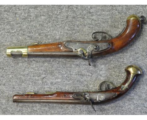AND A FRENCH .650 CALIBRE PERCUSSION CAVALRY PISTOL, CIRCA 1820 the first with swamped iron barrel struck with the barrelsmit