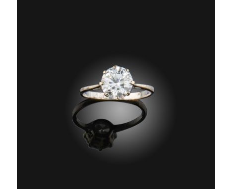 A diamond solitaire ring, the circular-cut diamond weighs 2.09cts, set in white gold, size P 1/2
