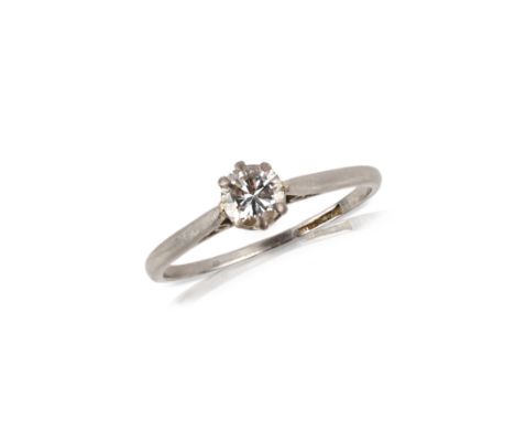 A diamond solitaire ring, claw-set with a brilliant-cut diamond, mounted in platinum, size S1/2, indistinctly marked, 3.0 gra