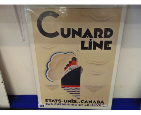 A vintage Cunard Line, Etats Unis et Canada, poster, 40 x 30cm