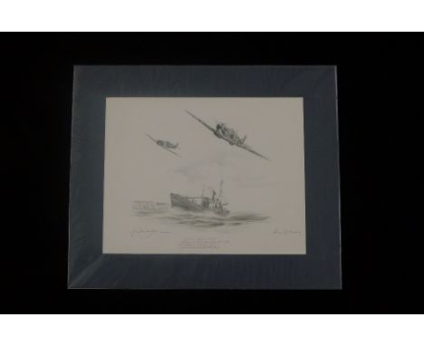 Nicolas Trudgian ORIGINAL PENCIL DRAWING Welcome for the Few signed by Battle of Britain Fighter Pilot C A T Jones 611 Squadr