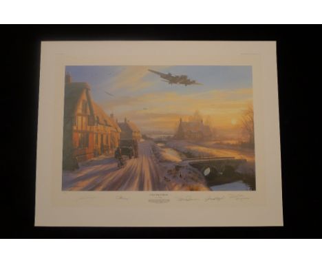 Nicolas Trudgian A Welcome at the Inn signed by four USAAF B-17 bomber pilots who flew with the 8th Air Force in Europe durin