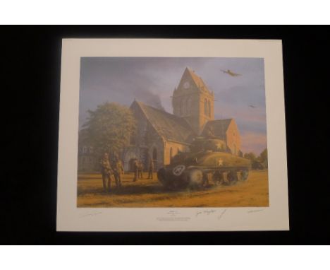 Richard Taylor Liberation Sainte Mere-Eglise 7th June 1944 signed by 3 WW2 American Paratroopers who fought courageously with