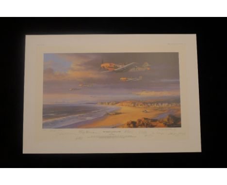 RARE Nicolas Trudgian The Storm Clouds Gather signed by 5 Luftwaffe WW2 Aces and 3 RAF Battle of Britain Blenheim crew. This 