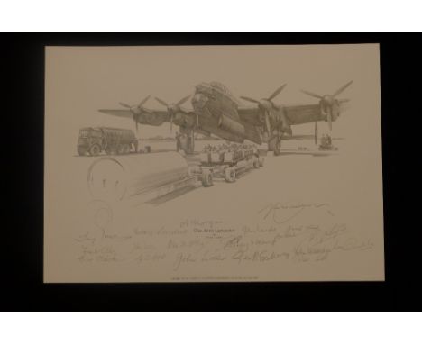 Nicolas Trudgian The Avro Lancaster signed by 18 RAF WW2 veterans of 49 and 617 Squadrons. This is the Limited Edition number