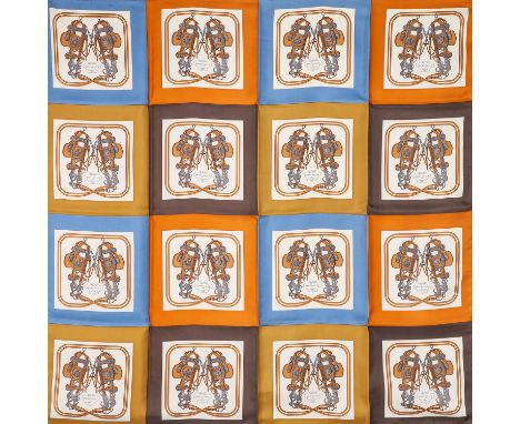 AUFLÖSUNG EINER SAMMLUNG. HERMÈS Seidenacarré "BRIDES DE GALA", by Hugo Grygkar, Entwurf erstmals erschienen 1957. Akt. NP.: 
