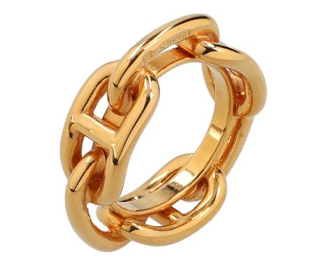 AUFLÖSUNG EINER SAMMLUNG. HERMÈS Tuchring "RÉGATE", akt. NP.: 170,-€. Tuchring aus Messing mit Permabrass-Veredelung. Box anb